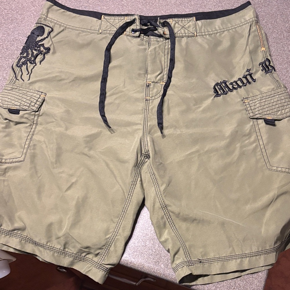 Men's Khaki Graphic Board Shorts